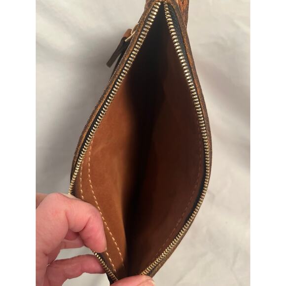 Cuddigan Heavy Full-Grain Leather Clutch Wallet Vintage Brown Bag - Picture 4 of 6